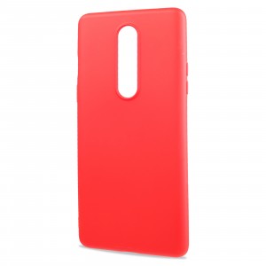 Силиконовый матовый непрозрачный чехол с нескользящим софт-тач покрытием для OnePlus 8 Красный