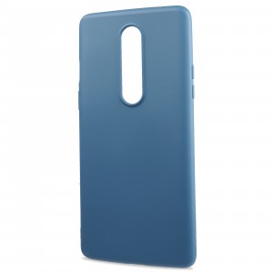 Силиконовый матовый непрозрачный чехол с нескользящим софт-тач покрытием для OnePlus 8 Синий