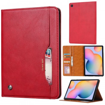 Чехол книжка подставка на непрозрачной силиконовой основе с отсеком для карт для Samsung Galaxy Tab S6 Lite  Красный