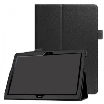 Чехол книжка подставка с рамочной защитой экрана и крепежом для стилуса для Huawei MediaPad T5 Черный