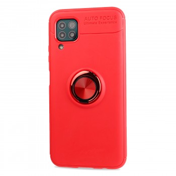 Силиконовый матовый чехол для Huawei P40 Lite с встроенным кольцом-подставкой-держателем Красный