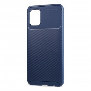 Матовый силиконовый чехол для Samsung Galaxy A31 с текстурным покрытием карбон Синий
