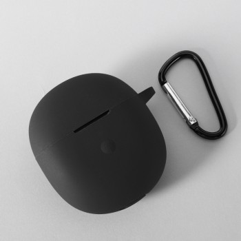 Силиконовый нескользящий софт-тач чехол с карабином для Vivo TWS Neo Черный