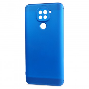 Трехкомпонентный сборный матовый пластиковый чехол для Xiaomi RedMi Note 9 Синий