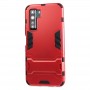 Противоударный двухкомпонентный силиконовый матовый непрозрачный чехол с поликарбонатными вставками экстрим защиты с встроенной ножкой-подставкой для Huawei Honor 30S, цвет Красный