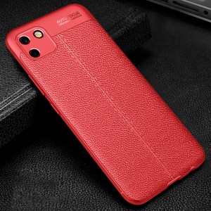 Силиконовый матовый непрозрачный чехол с текстурным покрытием Кожа для Realme C11  Красный