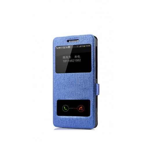 Чехол книжка для Samsung Galaxy A21s с окном вызова и полоcой свайпа, цвет Синий
