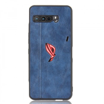 Силиконовый матовый непрозрачный чехол с текстурным покрытием Кожа для ASUS ROG Phone 3  Синий