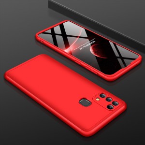 Трехкомпонентный сборный матовый пластиковый чехол для Samsung Galaxy A21s Красный
