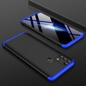 Трехкомпонентный сборный двухцветный пластиковый чехол для Samsung Galaxy A21s Синий