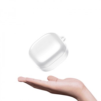 Пластиковый матовый непрозрачный чехол с карабином для Samsung Galaxy Buds Live/Pro Белый