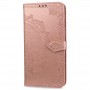 Чехол портмоне подставка для Realme C3 с декоративным тиснением на магнитной защелке, цвет Розовый