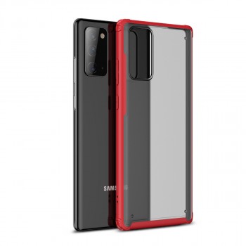 Силиконовый матовый полупрозрачный чехол с усиленными углами и поликарбонатной накладкой для Samsung Galaxy S20 FE Красный