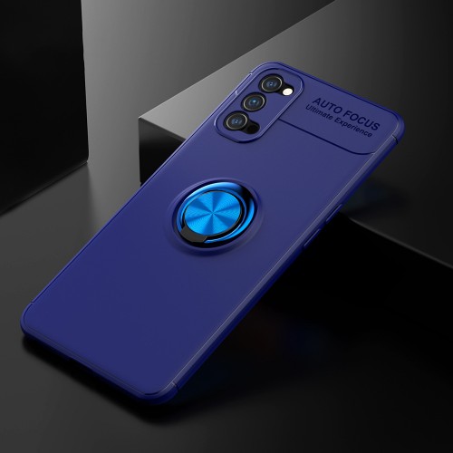 Силиконовый матовый чехол для OPPO Reno4 Pro с встроенным кольцом-подставкой-держателем, цвет Синий