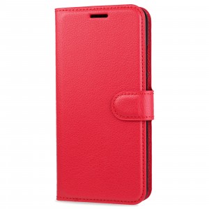 Чехол портмоне подставка для Realme C3 с магнитной защелкой и отделениями для карт Красный