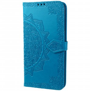 Чехол портмоне подставка для Huawei Honor 9A с декоративным тиснением на магнитной защелке Синий