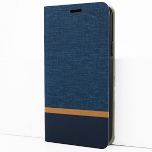 Флип чехол-книжка для OPPO A53 с текстурой ткани и функцией подставки Синий