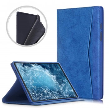 Чехол книжка подставка на непрозрачной силиконовой основе с отсеком для карт и тканевым покрытием для Samsung Galaxy Tab A7 10.4 (2020)  Синий