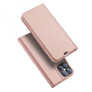 Магнитный флип чехол-книжка для Iphone 12 Mini с функцией подставки и с отсеком для карт Розовый