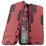 Сверхпрочный противоударный чехол для Iphone 12 Pro/ с текстурой металлик и ножкой подставкой, цвет Красный
