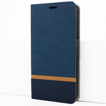 Чехол флип подставка на силиконовой основе текстура Ткань с отсеком для карт для Tecno Camon 15 Pro Синий