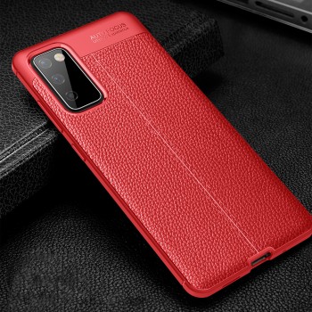 Силиконовый чехол накладка для Samsung Galaxy S20 FE с текстурой кожи Красный