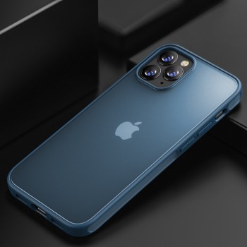 Силиконовый матовый полупрозрачный чехол для Iphone 12 Mini Синий