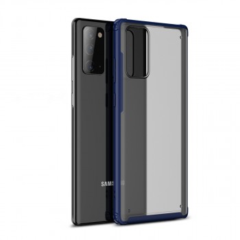 Силиконовый матовый полупрозрачный чехол с усиленными углами и поликарбонатной накладкой для Samsung Galaxy S20 FE Синий