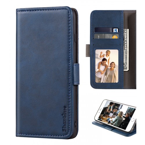 Винтажный чехол портмоне подставка на силиконовой основе с отсеком для карт на магнитной защелке для Huawei Honor 10X Lite, цвет Синий