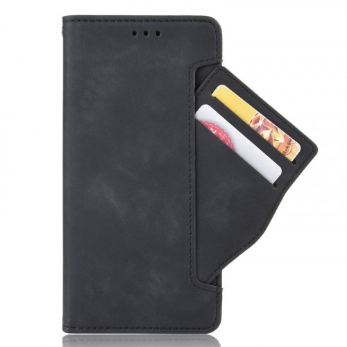 Винтажный чехол портмоне подставка на силиконовой основе с отсеком для карт на магнитной защелке для ASUS ZenFone 7, цвет Черный