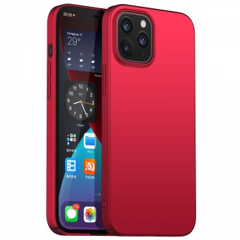 Матовый пластиковый чехол для Iphone 12 Pro/ с улучшенной защитой торцов корпуса Красный