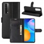 Чехол портмоне подставка для Huawei P Smart (2021) с магнитной защелкой и отделениями для карт, цвет Черный