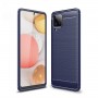 Матовый силиконовый чехол для Samsung Galaxy M12/A12 с текстурным покрытием металлик, цвет Синий