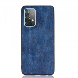 Силиконовый матовый непрозрачный чехол с текстурным покрытием винтажная Кожа для Samsung Galaxy A72  Синий