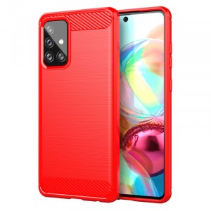 Матовый силиконовый чехол для Samsung Galaxy A72 с текстурным покрытием металлик Красный