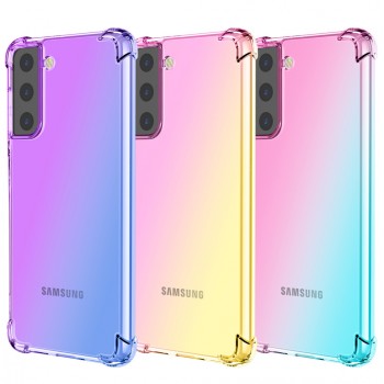 Силиконовый глянцевый полупрозрачный градиентный чехол с усиленными углами для Samsung Galaxy S21 