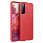 Силиконовый чехол накладка для Samsung Galaxy S21 с текстурой кожи, цвет Красный