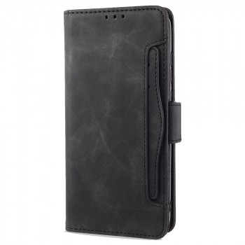 Винтажный чехол портмоне подставка на силиконовой основе с отсеком для карт на магнитной защелке для Samsung Galaxy A52 Черный