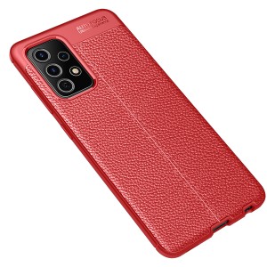 Силиконовый чехол накладка для Samsung Galaxy A72 с текстурой кожи Красный