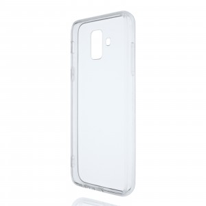 Cиликоновый глянцевый транспарентный чехол с поликарбонатными вставками для Samsung Galaxy A6