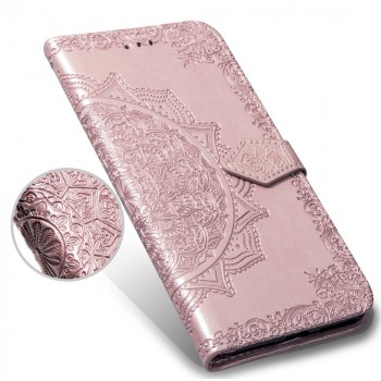Чехол портмоне подставка для Samsung Galaxy M12/A12 с декоративным тиснением на магнитной защелке Розовый