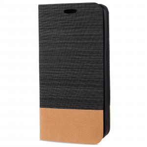 Чехол горизонтальная книжка подставка на силиконовой основе с отсеком для карт и тканевым покрытием для Nokia 2.4 Черный