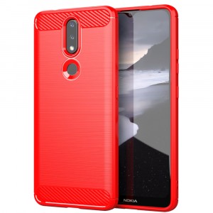 Матовый силиконовый чехол для Nokia 2.4 с текстурным покрытием металлик Красный