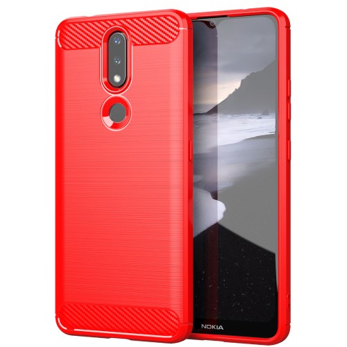 Матовый силиконовый чехол для Nokia 2.4 с текстурным покрытием металлик, цвет Красный