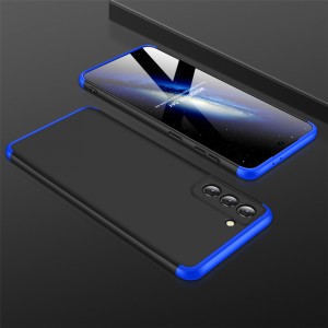 Двухкомпонентный сборный двухцветный пластиковый матовый чехол для Samsung Galaxy S21 Ultra Синий