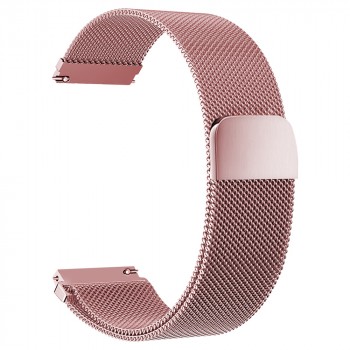 Универсальный 20мм сетчатый мелкозернистый браслет из нержавеющей гипоаллергенной стали на магнитной защелке Розовый