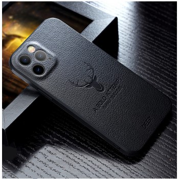 Силиконовый матовый непрозрачный чехол с текстурным покрытием Кожа для Iphone 12 
