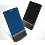 Флип чехол-книжка для Samsung Galaxy A02 с текстурой ткани и функцией подставки, цвет Черный