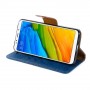 Чехол портмоне подставка текстура Джинса на силиконовой основе с отсеком для карт на магнитной защелке для Samsung Galaxy A02, цвет Синий