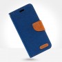 Чехол портмоне подставка текстура Джинса на силиконовой основе с отсеком для карт на магнитной защелке для Samsung Galaxy A02, цвет Красный